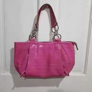 Pink Fake Crocodile-Embossed Women's Handbag